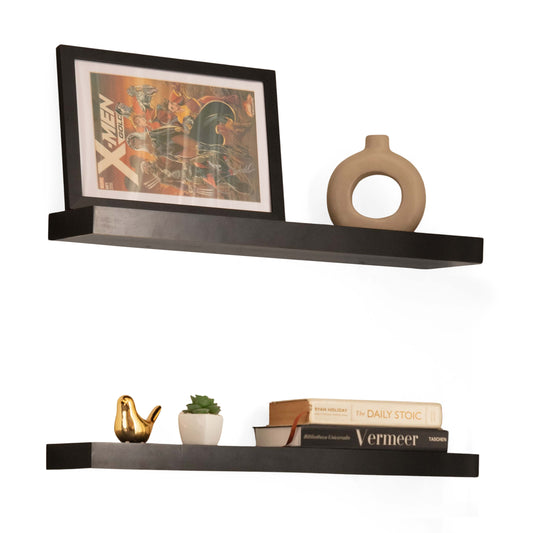 Black Floating Wall Shelves Set of 2